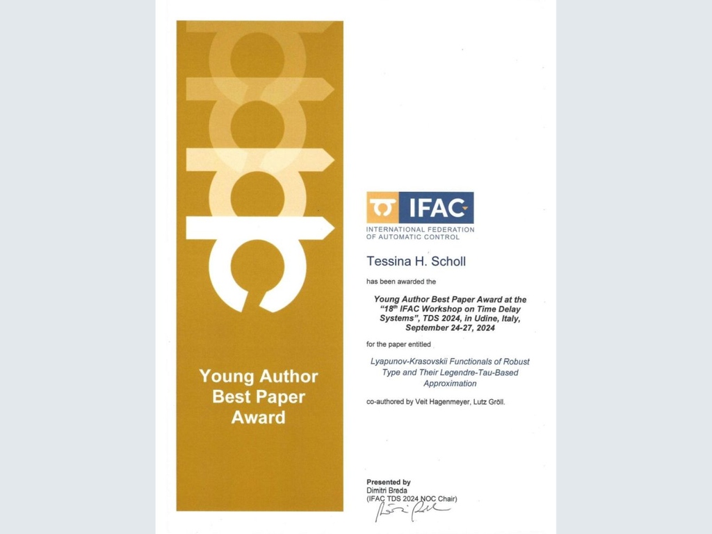 IFAC Young Author Best Paper Award (TDS 2024)